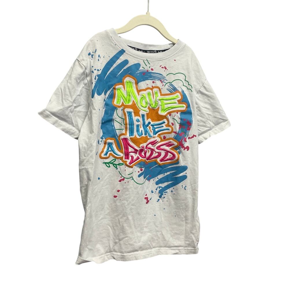 Switch Move Like A Boss Kids Large Embroidered 100% Cotton Crew Neck Tee Shirt
